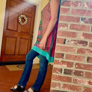 Love 21 High Low Ethnic Print Silky Dress Size M